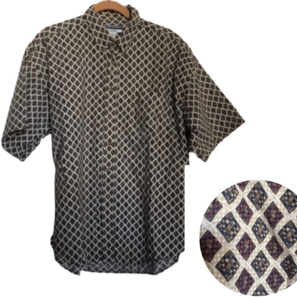 MUNSINGWARE CLASSICS Shirt Casual Patterned Print Short Sleeve Men’s Size XL EUC